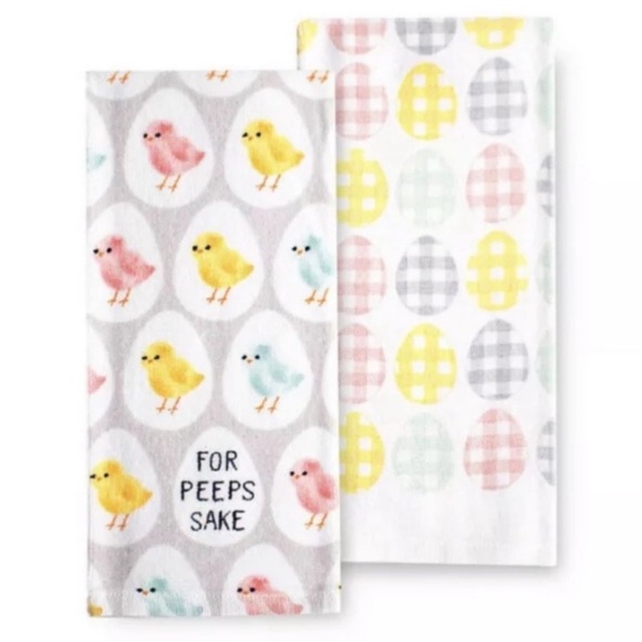Set of 2 Easter Peeps Kitchen Dish Towels - Picture 1 of 3